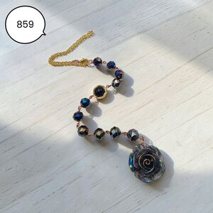 Handmade Crystal Beaded Car Charm with Rose Pendant